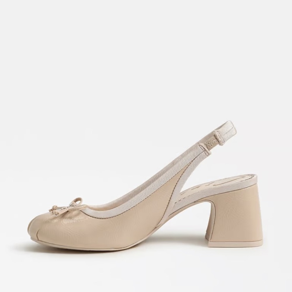 Circus by Sam Edelman Nude Patent Slingback Block Heels with Bow - Picture 3 of 5